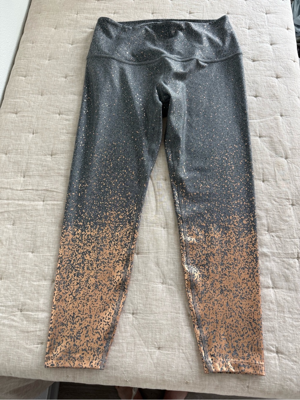 Beyond Yoga Alloy Metallic Gray Copper Ombre High Waisted Midi Legging Size 1X